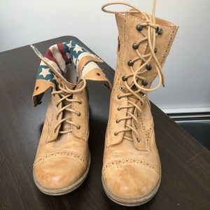 American Rag Tan American Flag Lined Combat Boots
